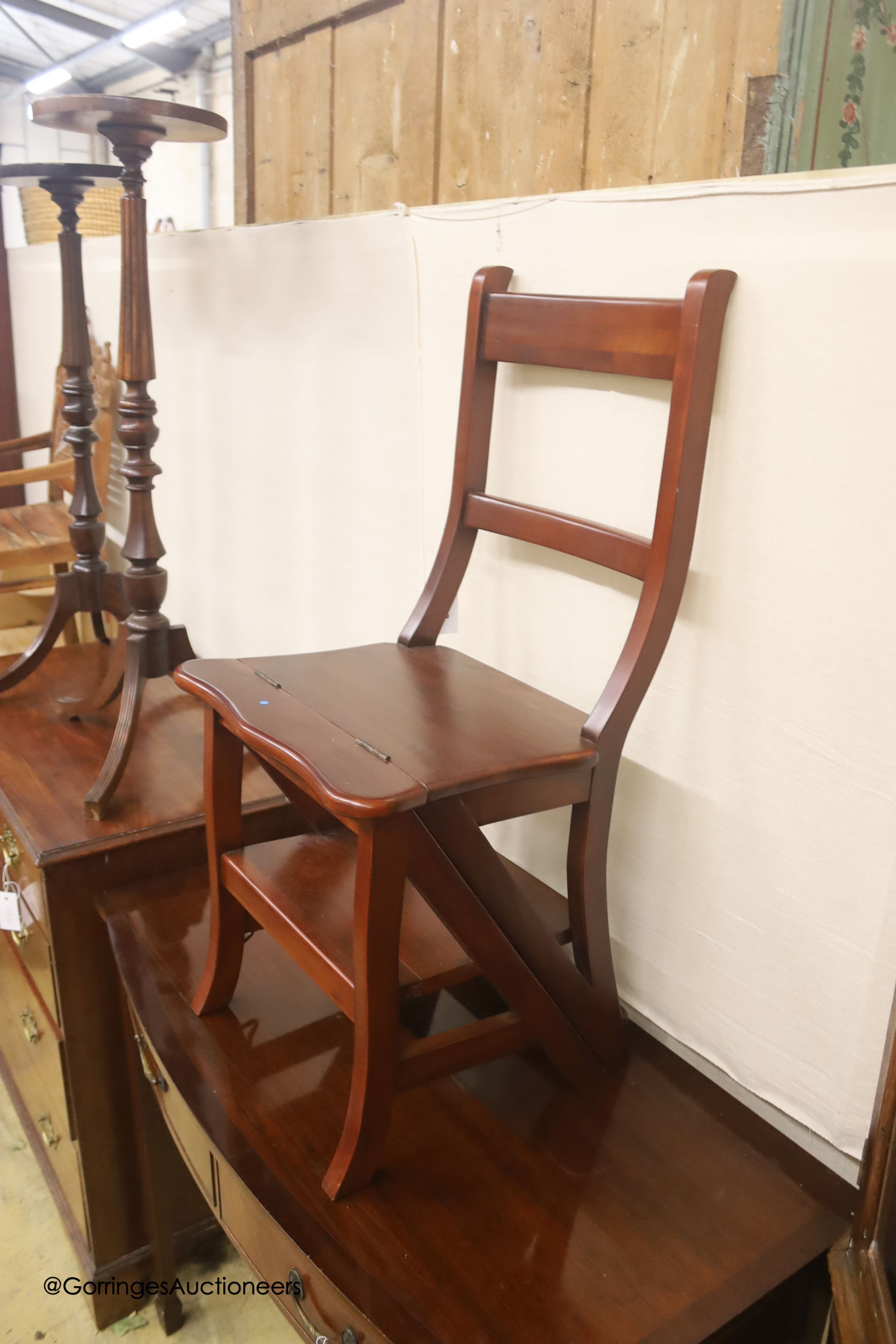 A Victorian style mahogany metamorphic library chair